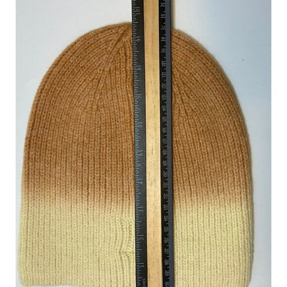 Frye & Co NWT Bark Dip Dye Beanie Salmon Rusty Orange Butter Creamy Tan Hat-OSFM - Picture 7 of 10